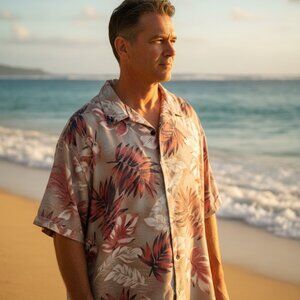 🔥 3/$40 Red and White Casual Button Down Shirt with Lightweight Fabric